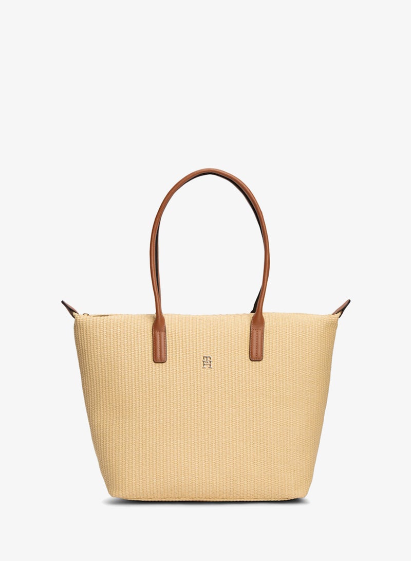 TOMMY HILFIGER TH Monogram Raffia Tote Bag - Image 1